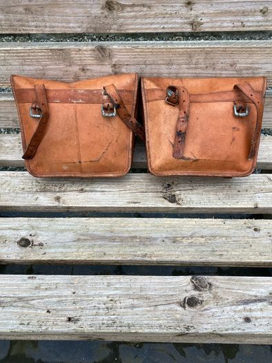 Leather saddlebags rustic tan