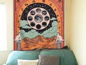Tarot Card Wall Tapestry Moon Medieval Europe Mysterious Astrology Tapestries for Room Home Decor 130X150cm (51 x 59 Inch)