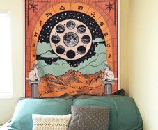 Tarot Card Wall Tapestry Moon Medieval Europe Mysterious Astrology Tapestries for Room Home Decor 130X150cm (51 x 59 Inch)