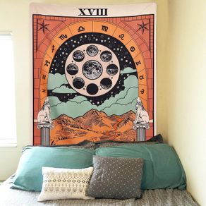Tarot Card Wall Tapestry Moon Medieval Europe Mysterious Astrology Tapestries for Room Home Decor 130X150cm (51 x 59 Inch)