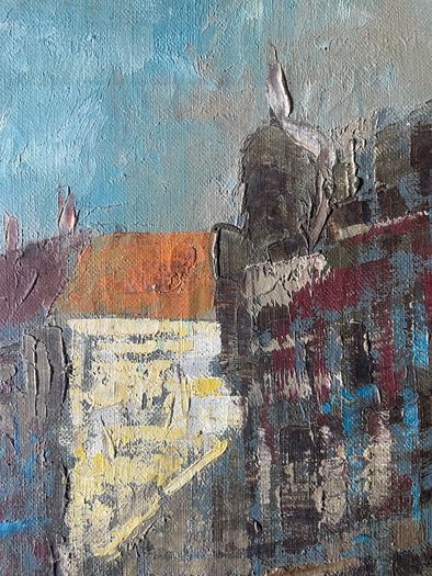 Mid Century Impasto oil on canvas painting