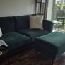 Dark Green Velvet Sofa & Footstool Image 2