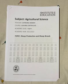 Leaving Cert Ag Science Institute Notes