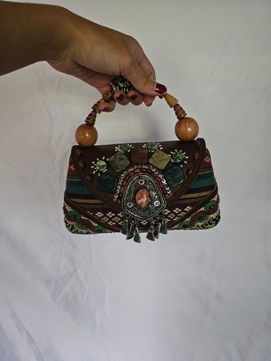 Mary Frances Vintage Designer Beaded Bag With Semi Precious S