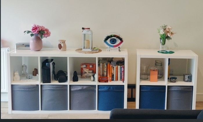 QUICK SALE (BARGAIN): IKEA White Cube Storage Shelves (Set of 2 Units) + Storage Bins | Excellent Condition - Collection D13