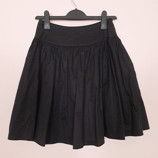 Reiss Black Button Front Gathered High Waisted Flared Mini Skirt 6UK/34EU