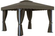 Gazebo with String Lights 3x4 m Taupe Fabric