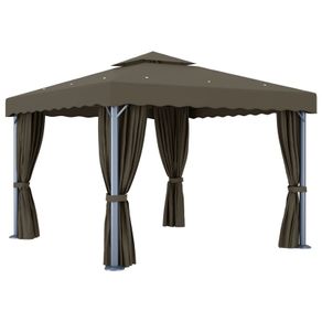 Gazebo with String Lights 3x4 m Taupe Fabric