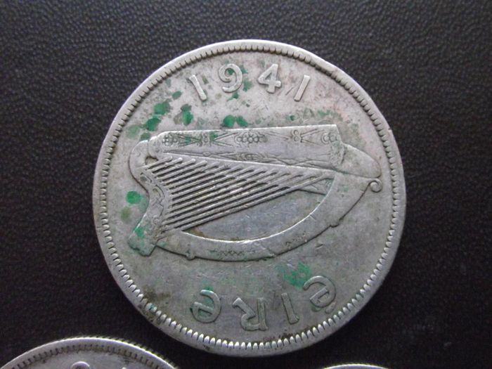 1941 Irish Republic. Set of 3 Silver Coins: Half Crown&Florin&Shilling