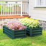 Set of Two 110 x 65cm Steel Planter Boxes - Green Image 3
