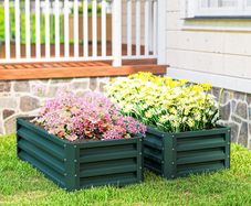 Set of Two 110 x 65cm Steel Planter Boxes - Green