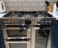BELLING Cookcentre 90DF Dual Fuel Range Cooker - Stainless Steel & Chrome