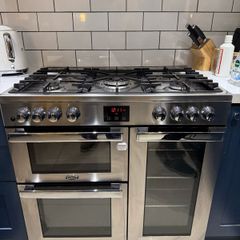 BELLING Cookcentre 90DF Dual Fuel Range Cooker - Stainless Steel & Chrome