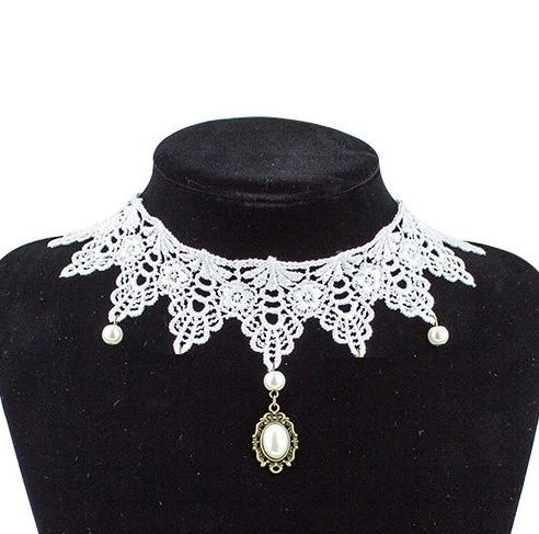 Classy White Gloves with Sparkly Beads & Lace