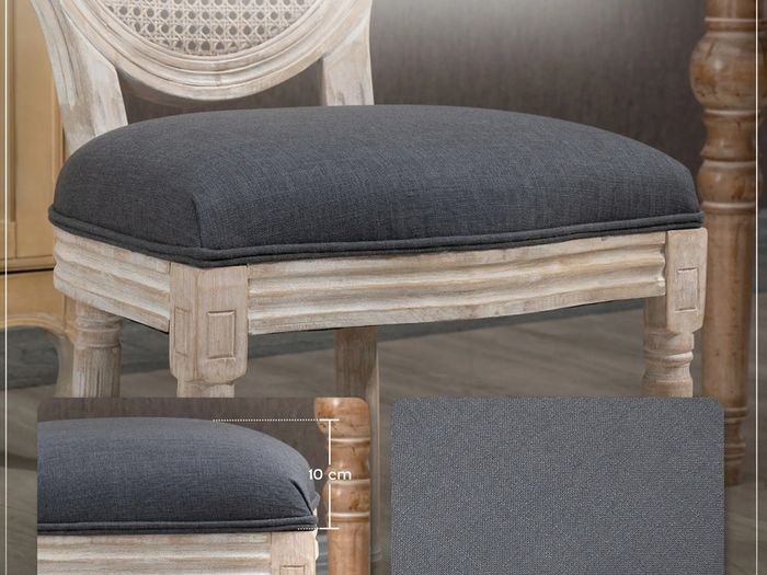 Set of 2 Dining Chairs - Louis XVI Style Medallion Living Room Chair