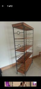 3 piece Wood and Iron Set Shelves Table Mirror