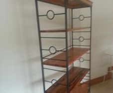3 piece Wood and Iron Set Shelves Table Mirror