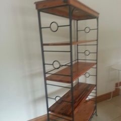 3 piece Wood and Iron Set Shelves Table Mirror