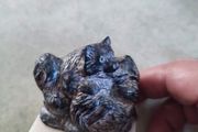 Vintage WOLF DESIGNS Bear with Cub Carving, Canada Figurine on marble plinth.