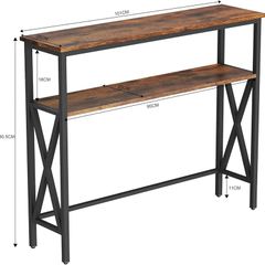 Console Table, Industrial Entryway Table for Hallway, Narrow Sofa Table with Shelves, Metal Frame, Compact Display Table for Small Spaces, Living Room, 101/25/80.5CM Rustic Brown