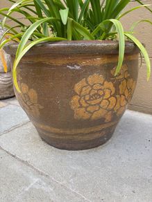 Large Vintage Glazed Chinese Pottery Planter