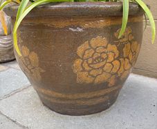 Large Vintage Glazed Chinese Pottery Planter