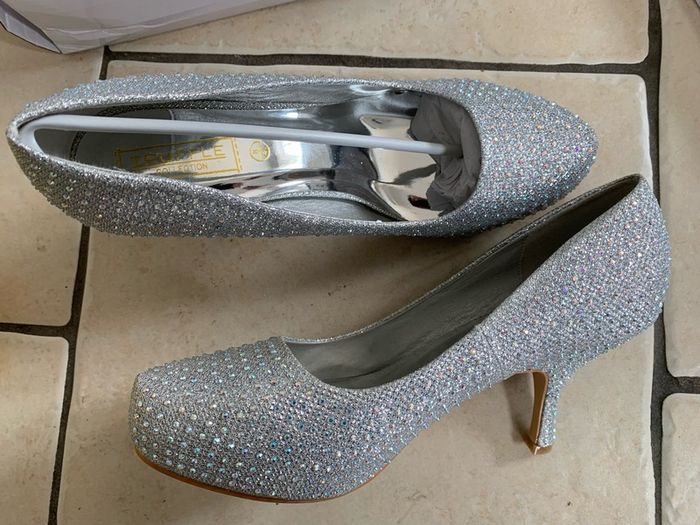 Truffle Silver Mesh Diamond Heels 8uk