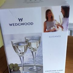 4 Wedgwood Crystal White wine Glasses
