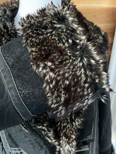 womens padded coat faux fur and suede waterproof winter size 10-12