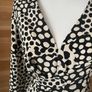dress River Island long sleeve wrap effect off white and black dots pattern size 38 Image 10