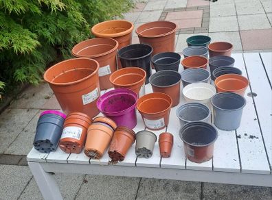 46 Plastic Plant Pots - all shapes and sizes