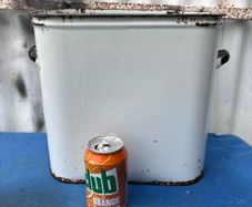 Vintage white enamel bread bin