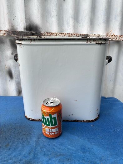 Vintage white enamel bread bin