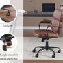 Office Chair, Ergonomic for Study, PU Leather, 360 Swivel Chair, Height-Adjustable Computer Chair for Office, Living Room, Bedroom (Brown) Image 3