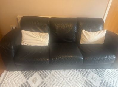 black leather sofa