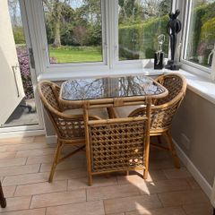 Cane dining table and chairs