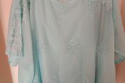 Lovely Gina Benotti aquamarine embroidered blouse size UK22 EU50 Postage included