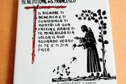 Vintage St Francis hand-painted tile