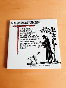 Vintage St Francis hand-painted tile