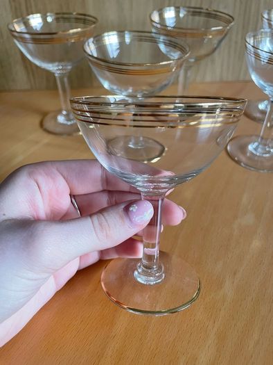 Vintage Gold Ring Champagne Coupe Glasses