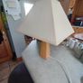 Wood Square Cone Table Lamp Cream Shade Image 5