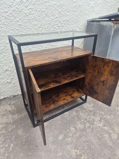 Industrial Style Sideboard with Glass Top