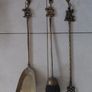 Antique French fireplace set 1950s features handles with various figures with animal finials Image 2