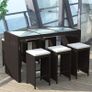 13-Piece Poly Rattan Bar Set Table and 6 Bar Stools Garden Furniture Brown / Black Image 2