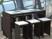 13-Piece Poly Rattan Bar Set Table and 6 Bar Stools Garden Furniture Brown / Black