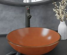 Bathroom Sink with Tap and Push Drain Brown Tempered Glass