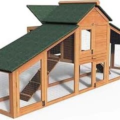 Chicken Coop and Run, Small Wooden Hen House Poultry Ark Coup Rabbit Hutch Home with Nest Box