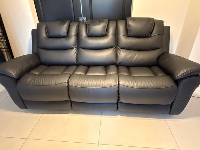 Black leather electric recliner sofa - Emily 3 seater Harvey Norman