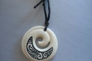 Maori Handmade Carved White Pendant Necklace designer On Trend Surfer Jewellery