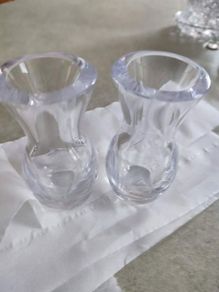 Set of 2 Beautiful Vintage Irish Signed Peter O'Farrell crystal artist Clear Crystal Bud Vase.